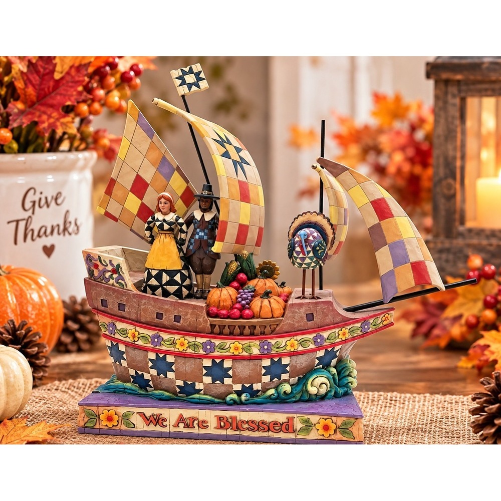 Jim Shore Heartwood Creek 4002860 Seeking Hope Bounty Joy Thanksgiving Mayflower